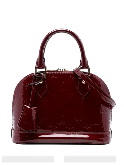 Pre-owned Louis Vuitton 2014 Monogram Vernis Alma Bb Satchel In Red