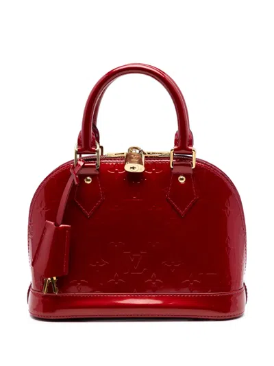 Pre-owned Louis Vuitton 2014 Monogram Vernis Alma Bb Satchel In Red