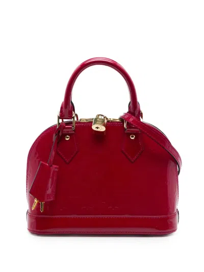 Pre-owned Louis Vuitton 2014 Monogram Vernis Alma Bb Satchel In Red