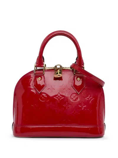 Pre-owned Louis Vuitton 2014 Monogram Vernis Alma Bb Satchel In Red