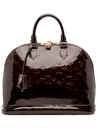 Pre-owned Louis Vuitton 2014 Monogram Vernis Alma Mm Handbag In Purple
