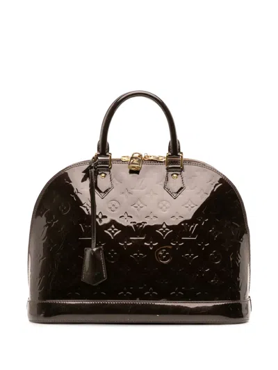 Pre-owned Louis Vuitton 2014 Monogram Vernis Alma Mm Handbag In Purple