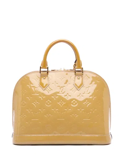 Pre-owned Louis Vuitton 2014 Monogram Vernis Alma Pm Handbag In Brown