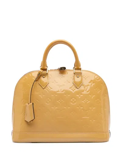 Pre-owned Louis Vuitton 2014 Monogram Vernis Alma Pm Handbag In Brown