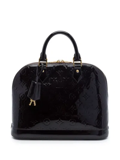 Pre-owned Louis Vuitton 2014 Monogram Vernis Alma Pm Handbag In Purple