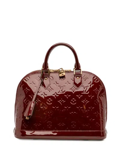 Pre-owned Louis Vuitton 2014 Monogram Vernis Alma Pm Handbag In Red