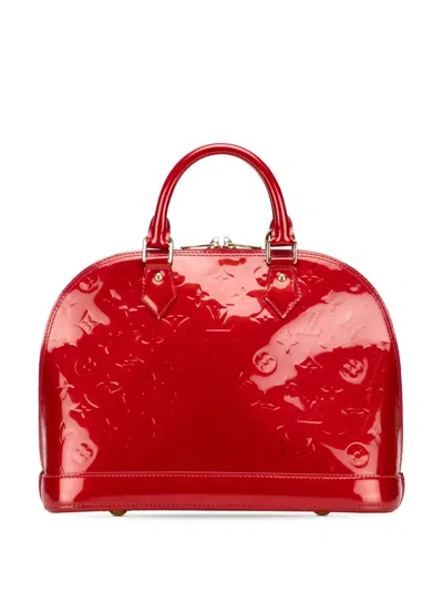 Pre-owned Louis Vuitton 2014 Monogram Vernis Alma Pm Handbag In Red