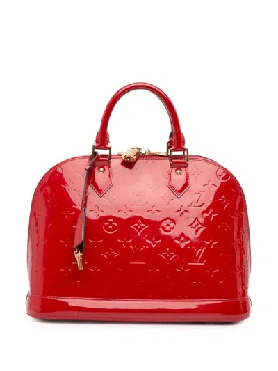 Pre-owned Louis Vuitton 2014 Monogram Vernis Alma Pm Handbag In Red
