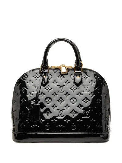 Pre-owned Louis Vuitton 2014 Monogram Vernis Alma Pm Satchel In Black