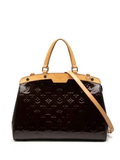 Pre-owned Louis Vuitton 2014 Monogram Vernis Brea Mm Satchel In Purple
