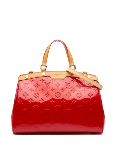 Pre-owned Louis Vuitton 2014 Monogram Vernis Brea Mm Satchel In Red