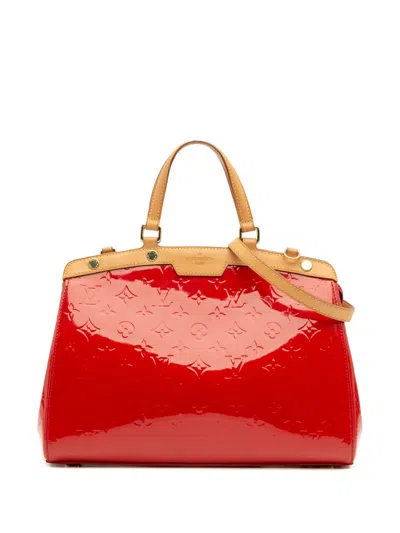 Pre-owned Louis Vuitton 2014 Monogram Vernis Brea Mm Satchel In Red