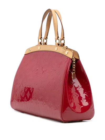 Pre-owned Louis Vuitton 2014 Monogram Vernis Brea Mm Satchel In Red