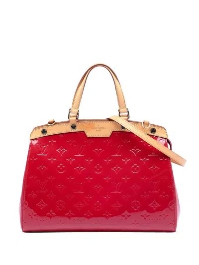 Pre-owned Louis Vuitton 2014 Monogram Vernis Brea Mm Satchel In Red