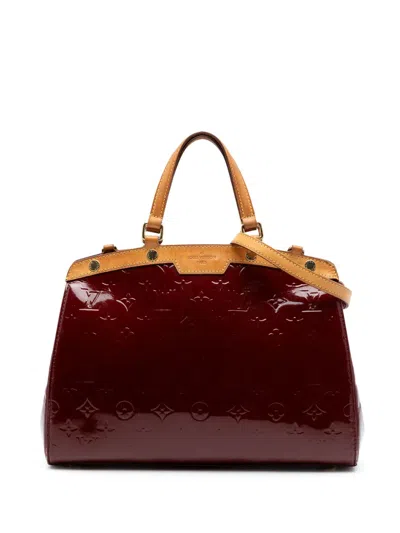 Pre-owned Louis Vuitton 2014 Monogram Vernis Brea Mm Satchel In Red