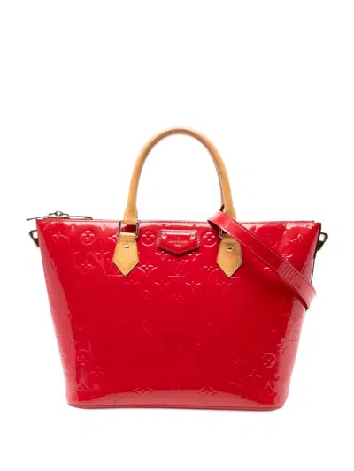 Pre-owned Louis Vuitton 2014 Monogram Vernis Montebello Mm Satchel In Red