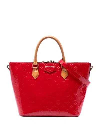 Pre-owned Louis Vuitton 2014 Monogram Vernis Montebello Mm Satchel In Red