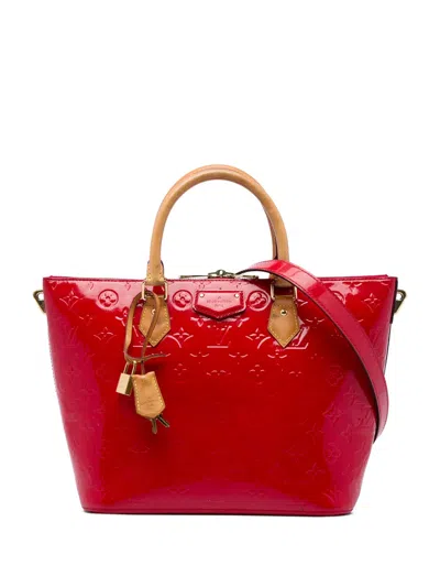 Pre-owned Louis Vuitton 2014 Monogram Vernis Montebello Mm Satchel In Red