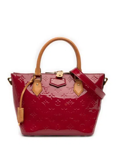 Pre-owned Louis Vuitton 2014 Monogram Vernis Montebello Pm Satchel In Red