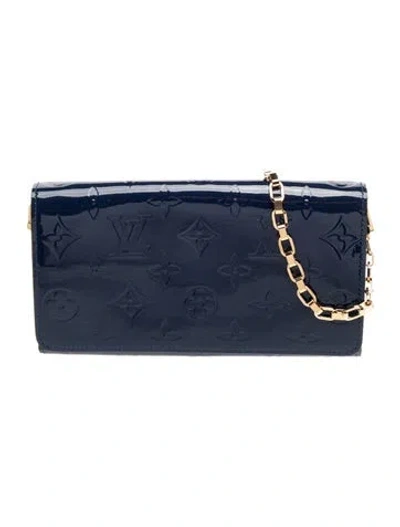 Pre-owned Louis Vuitton 2014 Monogram Vernis Wallet In Blue