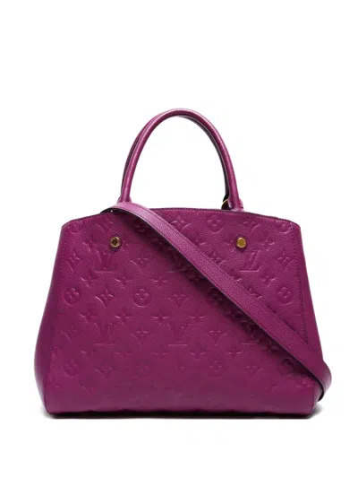 Pre-owned Louis Vuitton 2014 Montaigne Mm Empreinte Leather Tote Bag In Purple