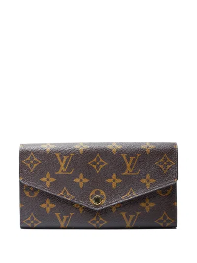 Pre-owned Louis Vuitton 2014 Sarah Monogram Canvas Long Wallet In Brown