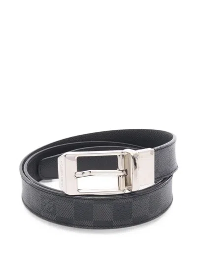 Pre-owned Louis Vuitton 2014 Seattle Damier Graphite Belt In Black