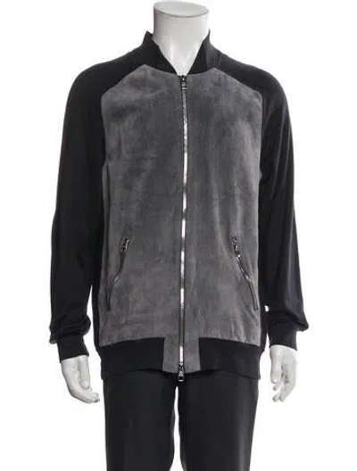 Pre-owned Louis Vuitton 2014 Signature Logo Bomber Jacket In Gray