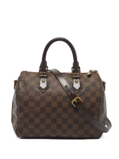 Louis Vuitton 2014 Speedy Bandoulière 25 Damier Ebene Tote Bag In Brown