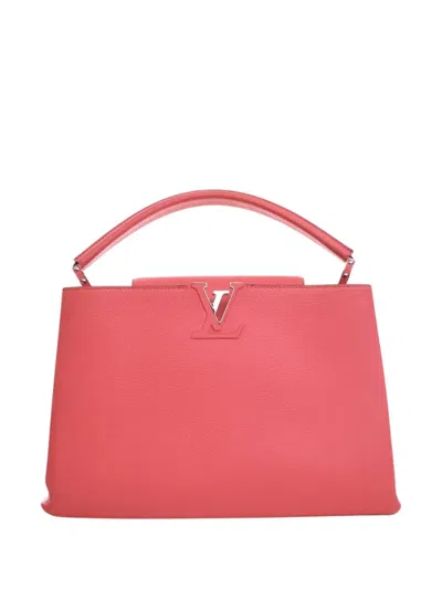 Pre-owned Louis Vuitton 2014 Taurillon Capucines Mm Satchel In Pink