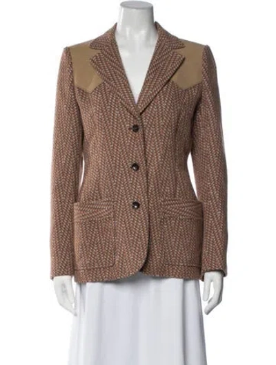 Pre-owned Louis Vuitton 2014 Tweed Pattern Blazer In Orange