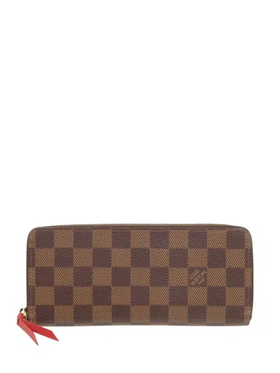 Pre-owned Louis Vuitton 2014-2021 Damier Ebene Zippy Wallet Long Wallets In Brown