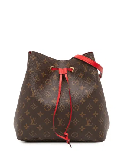 Pre-owned Louis Vuitton 2015-2025 Monogram Neonoe Mm Bucket Bag In Brown