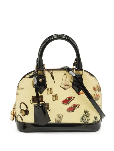 Pre-owned Louis Vuitton 2015 Alma Bb Monogram Vernis Tote Bag In Yellow