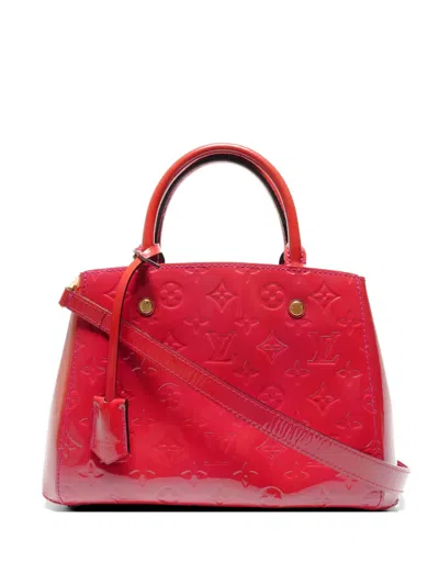 Pre-owned Louis Vuitton 2015 Bb Montaigne Handbag In Red