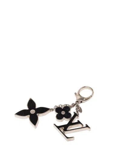 Pre-owned Louis Vuitton 2015 Brass Fleur D Epi Bag Charm Key Chain In Black