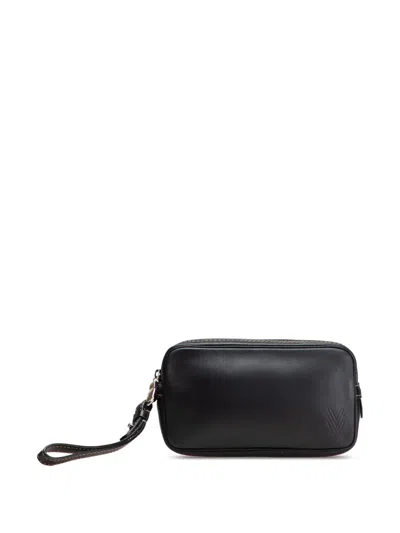 Pre-owned Louis Vuitton 2015 Calfskin Eclipse Pochette Volga Clutch Bag In Black