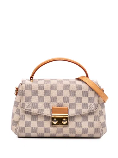 Pre-owned Louis Vuitton 2015 Damier Azur Croisette Satchel In White
