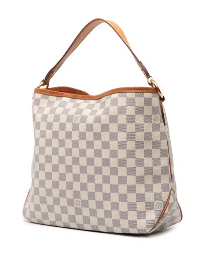 Pre-owned Louis Vuitton 2015 Damier Azur Delightful Pm Shoulder Bag In White