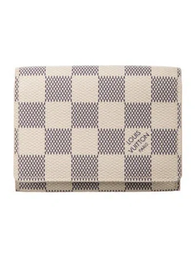 Pre-owned Louis Vuitton 2015 Damier Azur Pattern Card Case In Neutrals