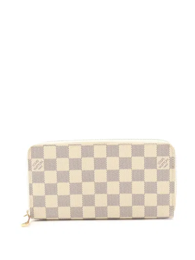 Pre-owned Louis Vuitton 2015 Damier Azur Zippy Wallet Long Wallets In White
