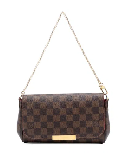 Pre-owned Louis Vuitton 2015 Damier Ebene Favorite Pm Satchel In Brown