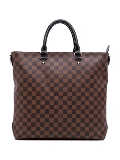 Pre-owned Louis Vuitton 2015 Damier Ebene Jake Tote Satchel In Brown