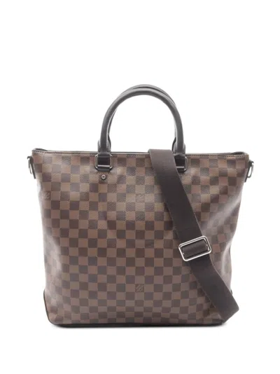 Pre-owned Louis Vuitton 2015 Damier Ebene Jake Tote Satchel In Brown