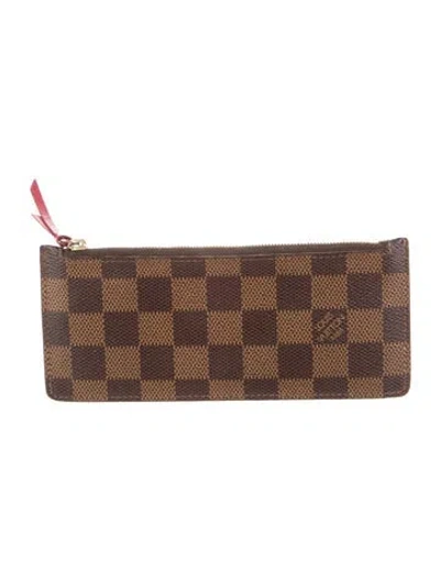 Pre-owned Louis Vuitton 2015 Damier Ebene Pattern Wallet In Brown