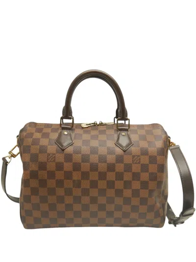Pre-owned Louis Vuitton 2015 Damier Ebene Speedy Bandouliere 30 Satchel In 褐色