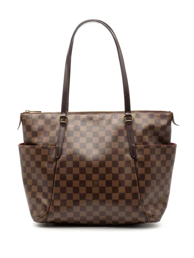 Pre-owned Louis Vuitton 2015 Damier Ebene Totally Mm Tote Bag In Brown