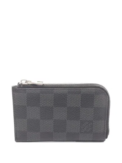 Pre-owned Louis Vuitton 2015 Damier Graphite Coin Purse In Black