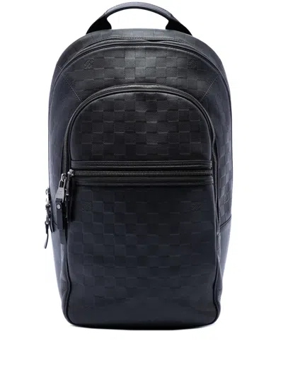 Pre-owned Louis Vuitton 2015 Damier Infini Michael Backpack In Black