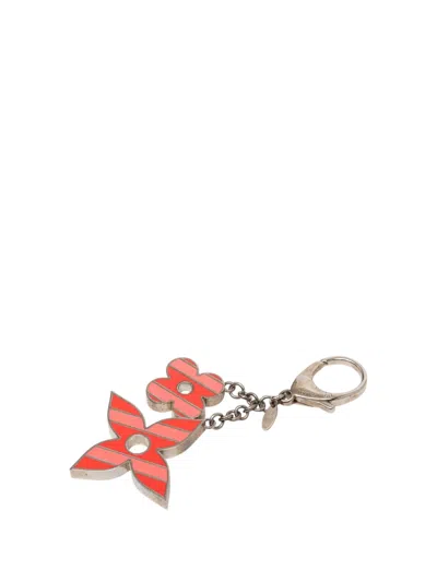 Pre-owned Louis Vuitton 2015 Enamel Sweet Stripes Flower Bag Charm And Key Chain In Red